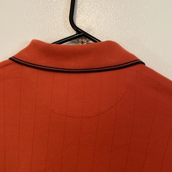 Lyle & Scott Scotland 100% combined cotton orange blk long sleeve polo shirt - Picture 7 of 10